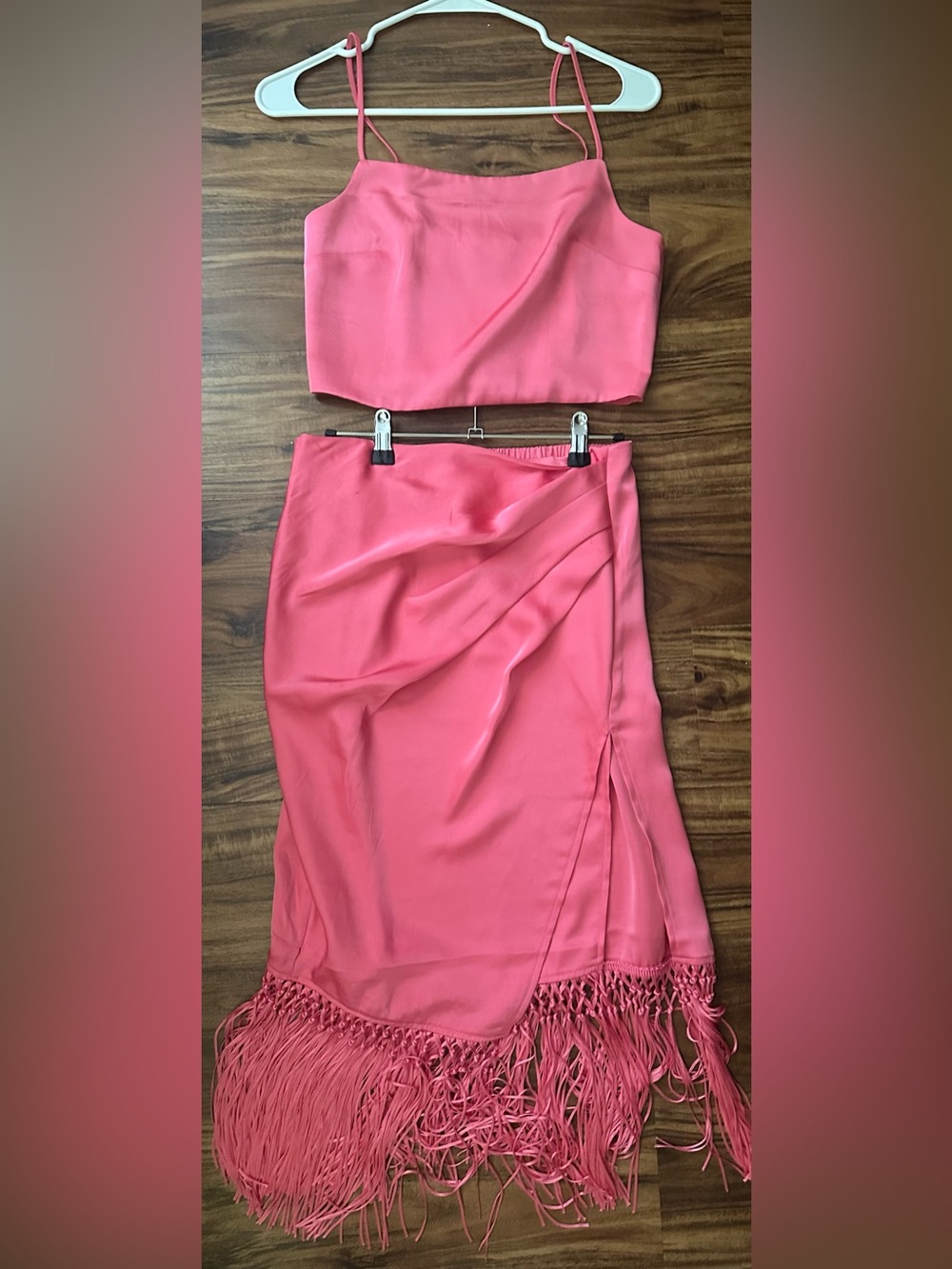 Rachel Zoe Coral Pink Draped Midi Skirt 2 piece set